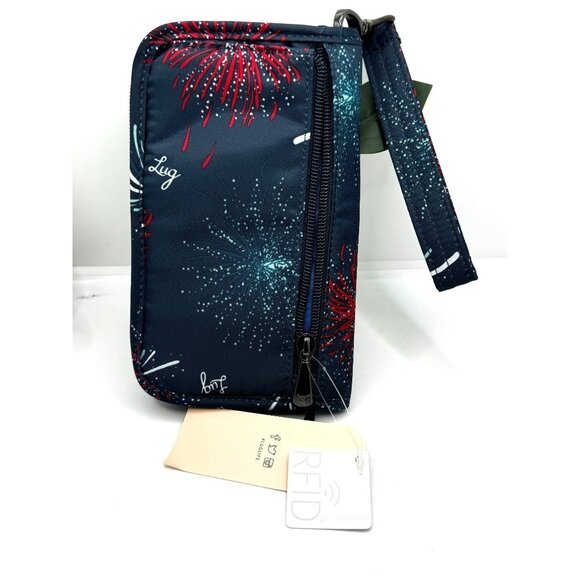 Lug RFID Wallet Fireworks Print With Wristlet Strap - Midnight - Picture 7 of 9